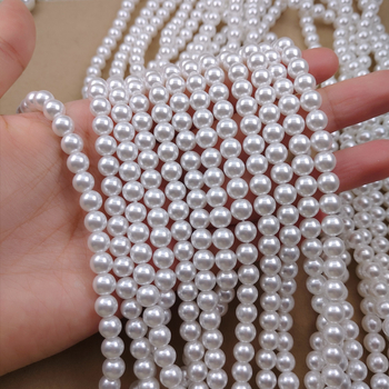 Bijele imitirane školjke perle za DIY ogrlicu – staklene perle promjera 8 mm, poluproizvodi za nakit