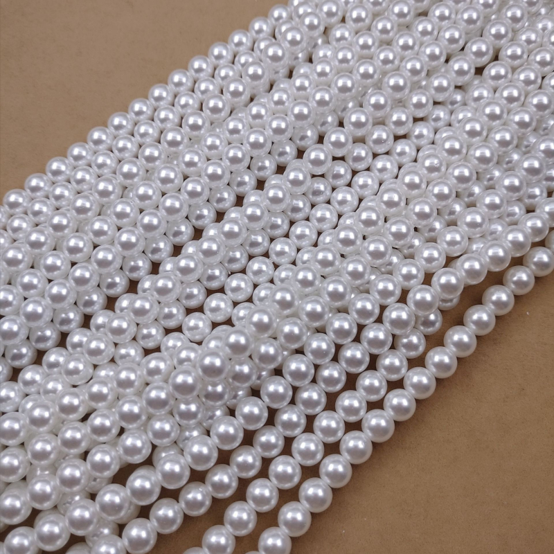 Bijele imitirane školjke perle za DIY ogrlicu – staklene perle promjera 8 mm, poluproizvodi za nakit