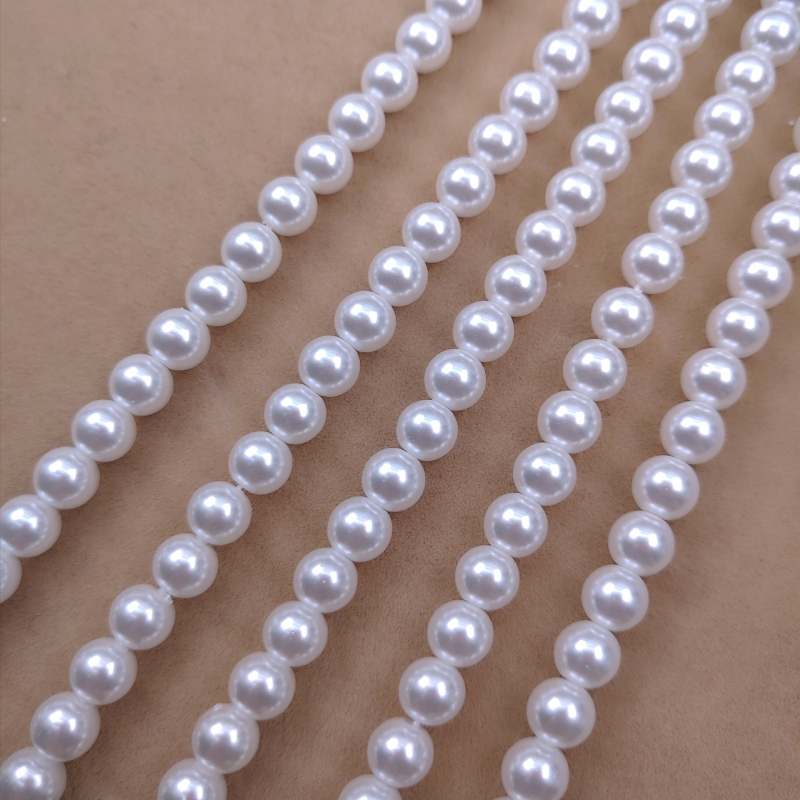 Bijele imitirane školjke perle za DIY ogrlicu – staklene perle promjera 8 mm, poluproizvodi za nakit