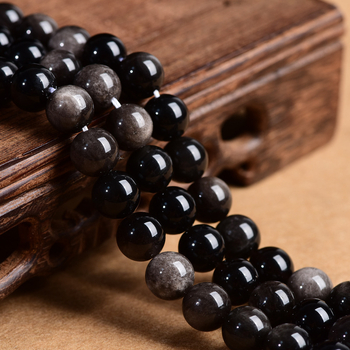 Prirodne kristalne perle od srebrnog obsidijana – okrugle labave perle za DIY nakit, poluproizvod