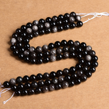 Prirodne kristalne perle od srebrnog obsidijana – okrugle labave perle za DIY nakit, poluproizvod