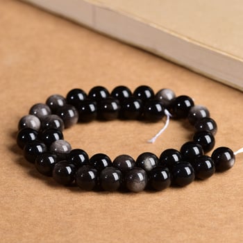 Prirodne kristalne perle od srebrnog obsidijana – okrugle labave perle za DIY nakit, poluproizvod