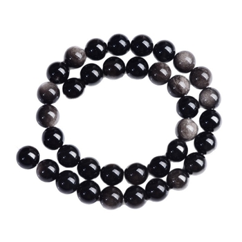 Prirodne kristalne perle od srebrnog obsidijana – okrugle labave perle za DIY nakit, poluproizvod