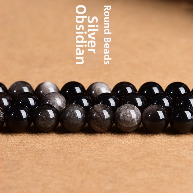 Prirodne kristalne perle od srebrnog obsidijana – okrugle labave perle za DIY nakit, poluproizvod