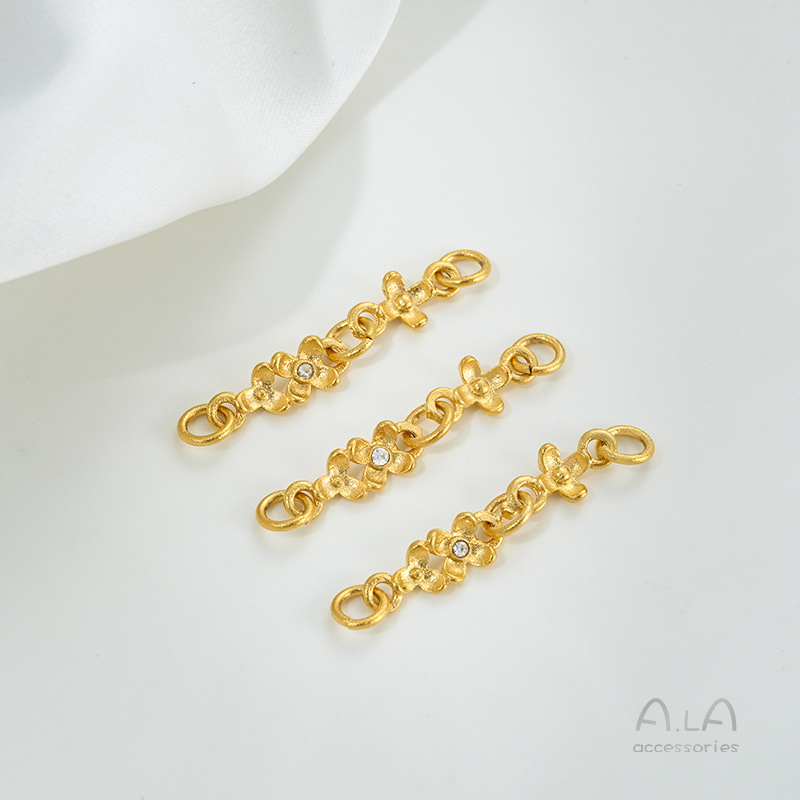 Zlatno-tonirani spojni komad za narukvicu s motivom Osmanthus – DIY komponent nakita