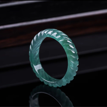 Prirodni žadit plavo-voda twist prsten, unisex, leden tip nakita