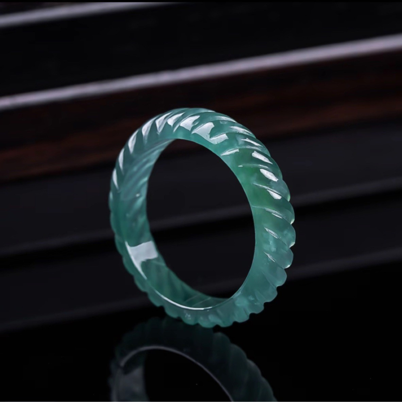 Prirodni žadit plavo-voda twist prsten, unisex, leden tip nakita