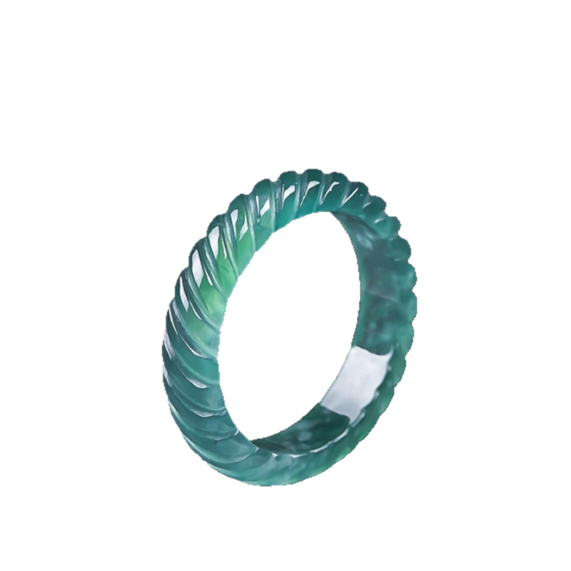 Prirodni žadit plavo-voda twist prsten, unisex, leden tip nakita
