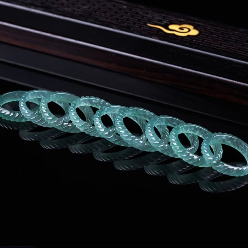 Prirodni žadit plavo-voda twist prsten, unisex, leden tip nakita