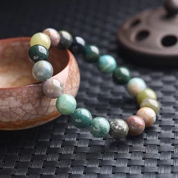 Prirodna Water Grass agat narukvica – unisex, dizajn s jednim kružnim oblikom, nakit od chalcedona