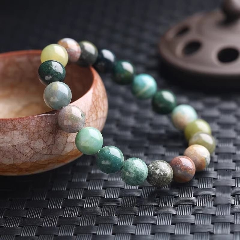 Prirodna Water Grass agat narukvica – unisex, dizajn s jednim kružnim oblikom, nakit od chalcedona