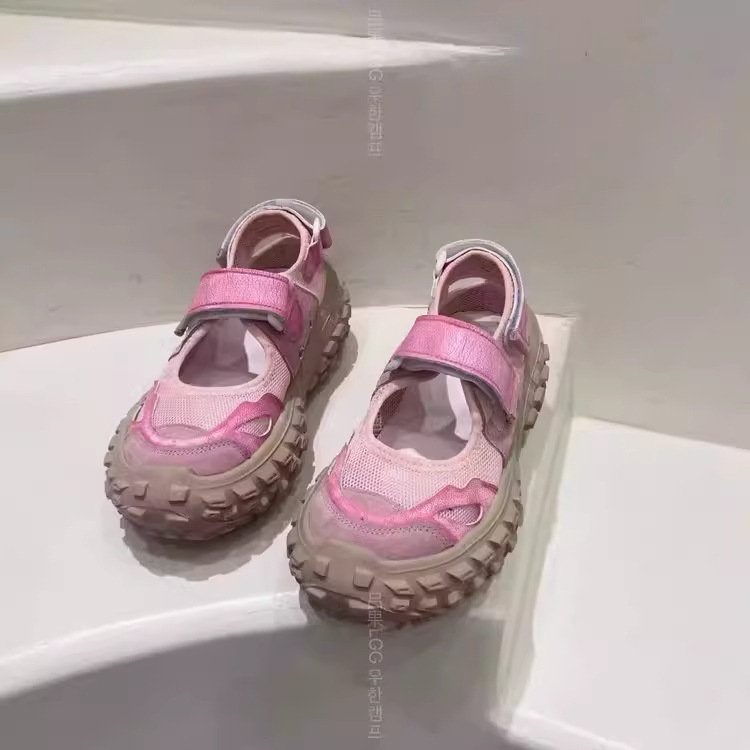 Dječje sandale u korejskom stilu s mrežastim gornjim dijelom i perforacijom, 2025 proljeće-ljeto, čvrsta gumena potplat u stilu dad shoes