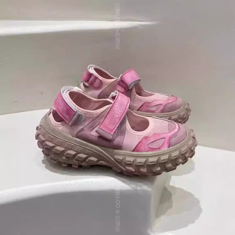 Dječje sandale u korejskom stilu s mrežastim gornjim dijelom i perforacijom, 2025 proljeće-ljeto, čvrsta gumena potplat u stilu dad shoes