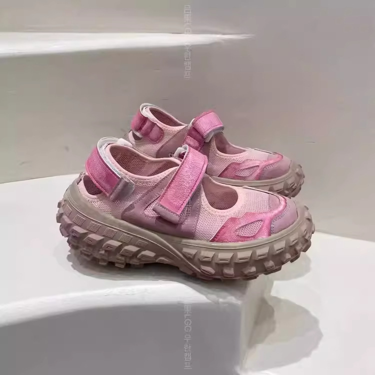 Dječje sandale u korejskom stilu s mrežastim gornjim dijelom i perforacijom, 2025 proljeće-ljeto, čvrsta gumena potplat u stilu dad shoes