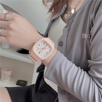 Slatki ružičasti sakura sat za djevojčice, 2023 novi model, školski stil, kvadratni brojčanik, plastično kućište