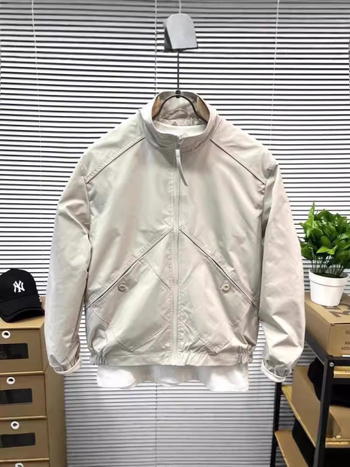 Férfi álló galléros kabát tavasz–őszre, egyszínű, slim fit, casual, koreai stílus
