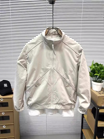 Férfi álló galléros kabát tavasz–őszre, egyszínű, slim fit, casual, koreai stílus
