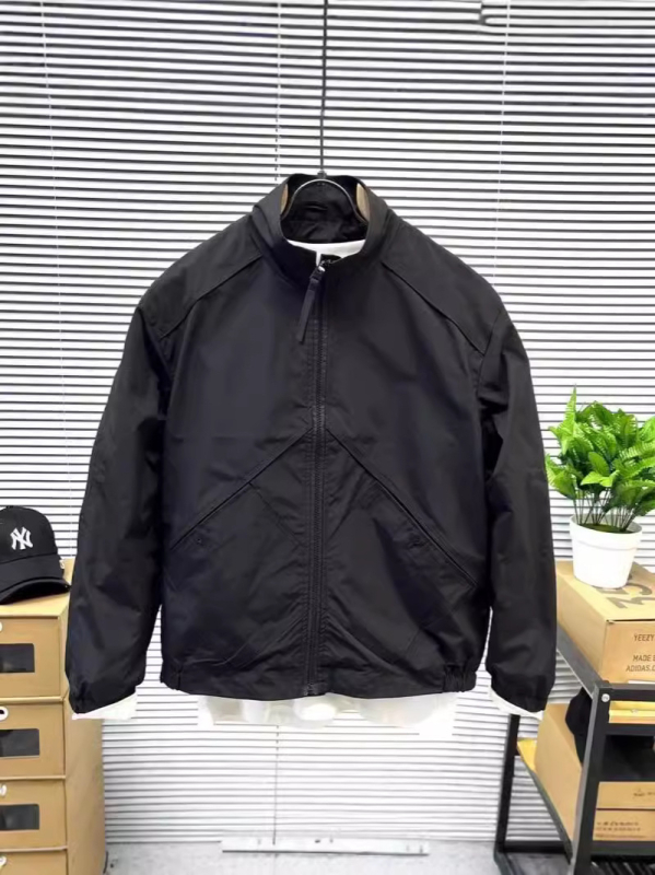 Férfi álló galléros kabát tavasz–őszre, egyszínű, slim fit, casual, koreai stílus