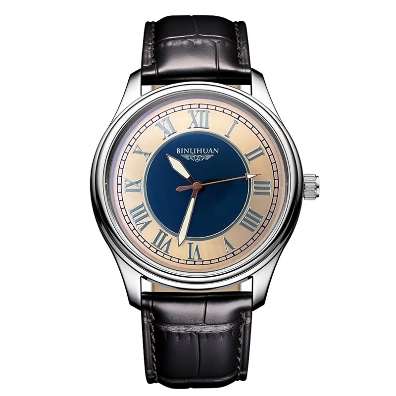 Muški kvarcni sat s umjetnom kožom, kožni remen, 41 mm promjer, kućište od legure, vodootporan