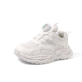 Dječje tenisice za trčanje s mrežastim gornjim dijelom, udoban stil dad shoes, bijele svakodnevne tenisice za djecu