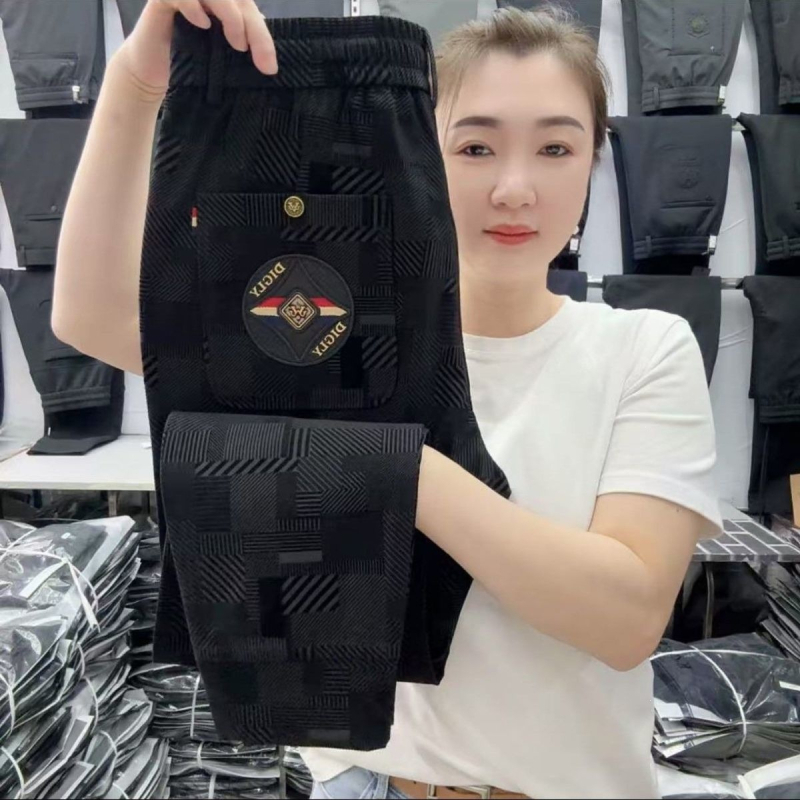 Muške ljetne tanke casual hlače s geometrijskim uzorkom i izvezkom, harem jogger stil, srednji pojas, bez pojasa, prozračan poliester