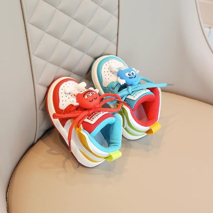 2024 nove cipele za bebe - dvobojni stil Mandarin Duck, Velcro zatvaranje, visoke tenisice za djecu, mekana potplata