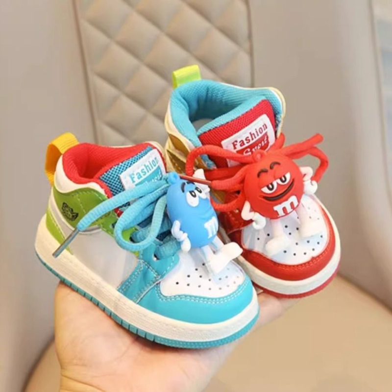 2024 nove cipele za bebe - dvobojni stil Mandarin Duck, Velcro zatvaranje, visoke tenisice za djecu, mekana potplata