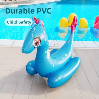 PVC nafukovacia plávacia hračka do bazéna – malý dinosaurus, hojdačkové sedenie, vodná hračka