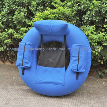 Nafukovacie vodné kreslo s PVC vnútornou výstelkou a textilným poťahom, modrá, 102 × 50 cm