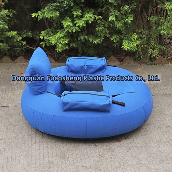 Nafukovacie vodné kreslo s PVC vnútornou výstelkou a textilným poťahom, modrá, 102 × 50 cm