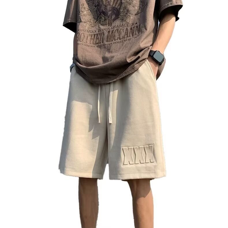 Muške kratke hlače od semiša s metalnim printom, slobodan kroj, Harajuku stil, ljeto 2025
