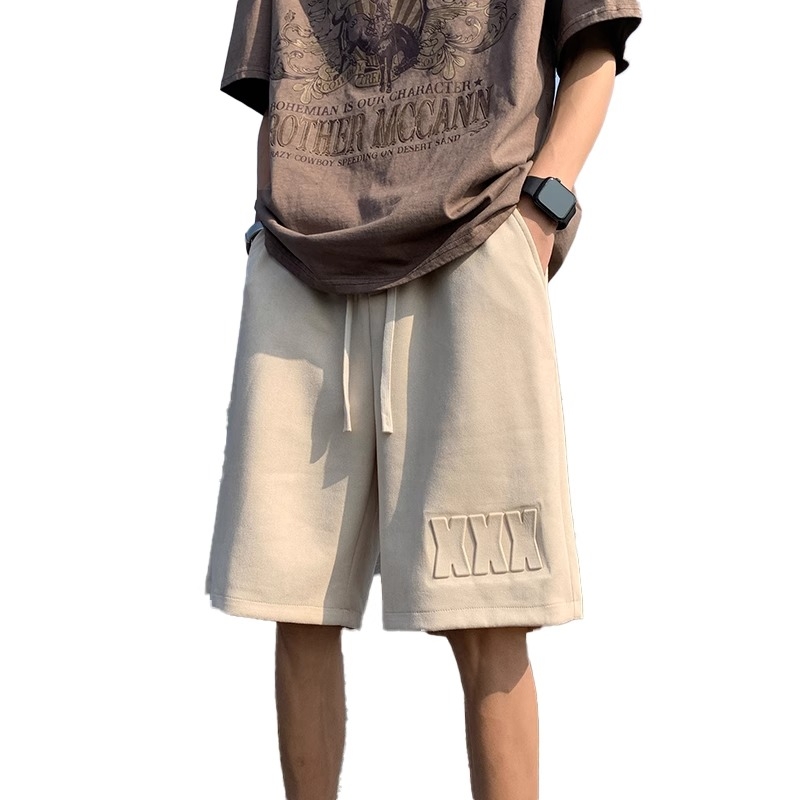 Muške kratke hlače od semiša s metalnim printom, slobodan kroj, Harajuku stil, ljeto 2025