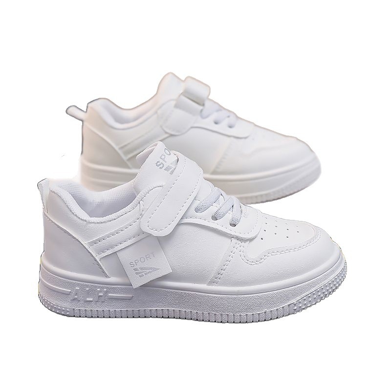 Dječje bijele tenisice, unisex, prozračne, casual s Velcro zatvaračem, niski model