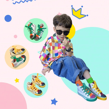 Dječje platnene tenisice za proljeće i jesen, korejski stil, tenisice s bojama blokova, casual za dječake i djevojčice