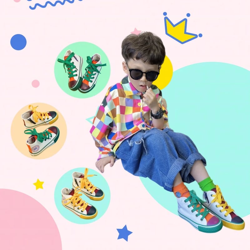 Dječje platnene tenisice za proljeće i jesen, korejski stil, tenisice s bojama blokova, casual za dječake i djevojčice