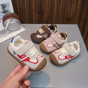Prozračne mrežaste cipele za bebe i malu djecu, proljeće‑ljeto, niski gornji dio s Velcro zatvaračem, unisex, protuklizne, otporne na habanje, uzorak crtić, za dob 12–36 mjeseci i 24–48 mjeseci