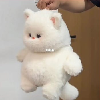 Meow It Cub biela mačka plyšová hračka, roztomilá mačacia bábika a vankúš