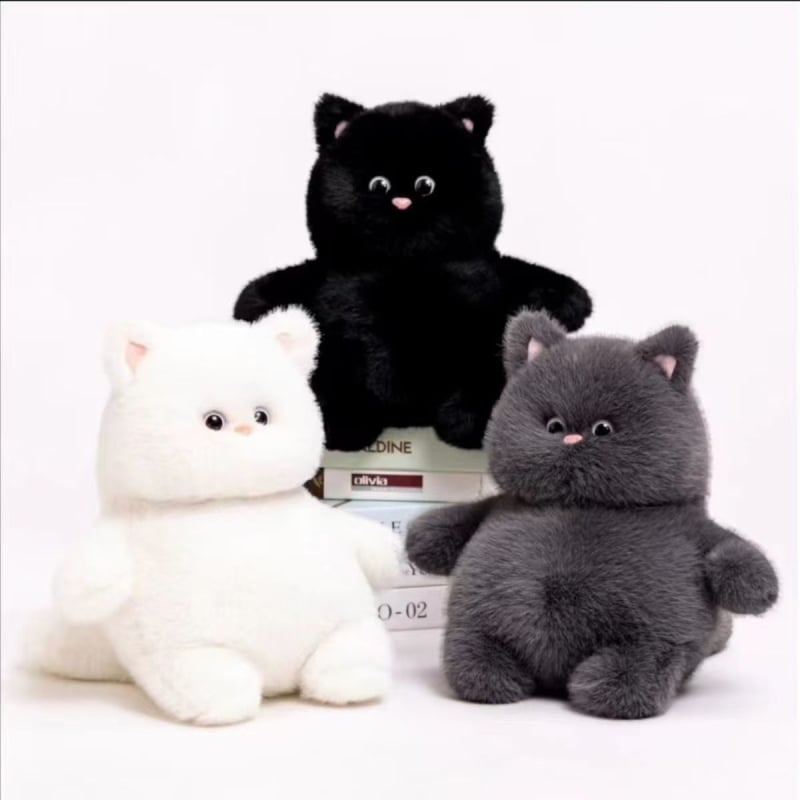 Meow It Cub бял плюшен коте — сладка котешка кукла и възглавница