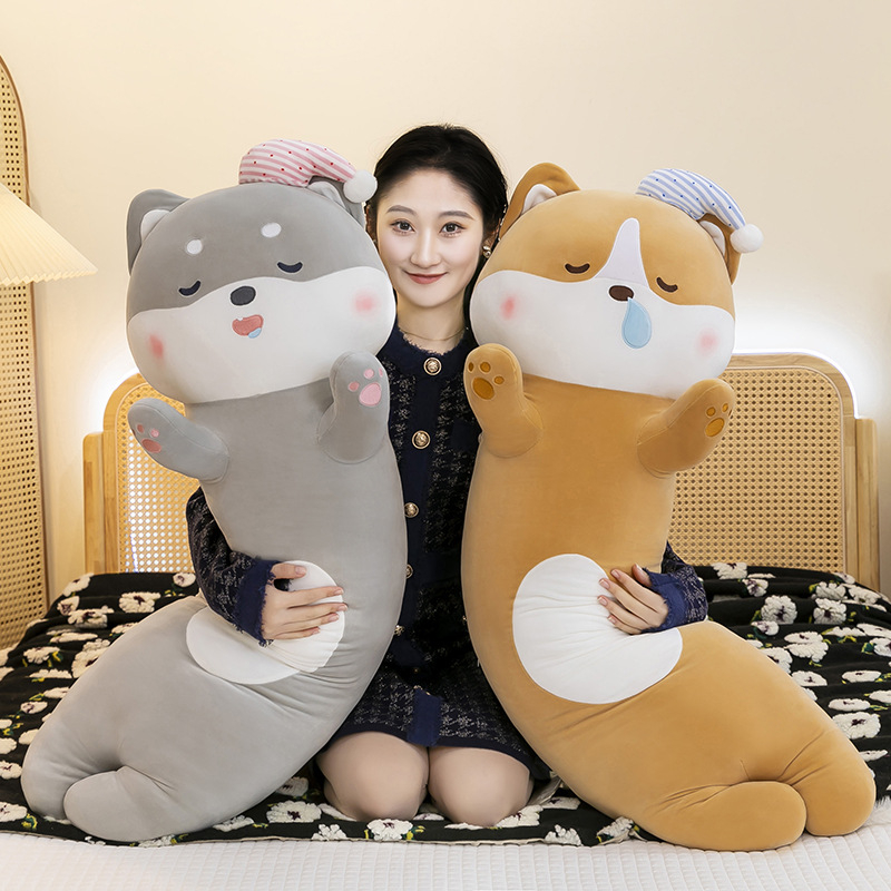 Păpușă pluș Shiba Inu, pernă din pluș moale – jucărie de dormit pentru pat