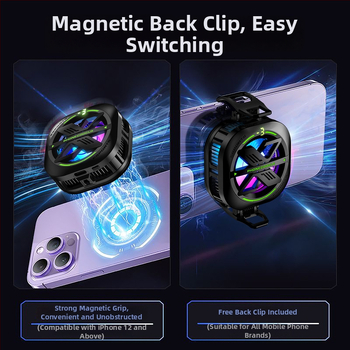 JS82E 2-v-1 magnetický zadný klip s polovodičovým chladením pre telefóny a tablety