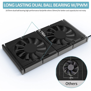 Aluminijska stražnja ploča za grafičku karticu s 70 mm PWM 4-pinskim ventilom i hladnjakom, tiho hlađenje GPU