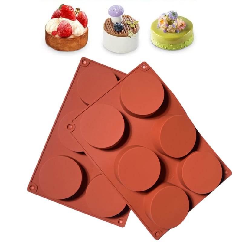 Šesťdielna cylindrická silikónová forma na pečenie – dezerty, sušienky a mousse torty