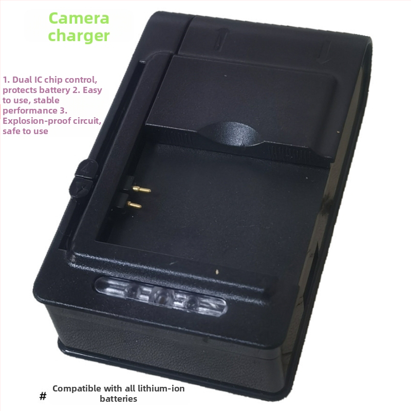 Univerzálny nabíjač pre CCD fotoaparát a reproduktor, nabíjač batérií Li, bočný stojan na nabíjanie, trojfarebný LED indikátor, rýchle nabíjanie