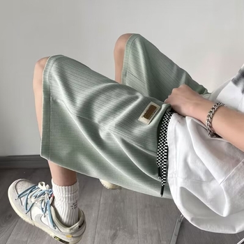 Férfi nyári ice silk rövidnadrág, elasztikus derék, laza szabású, casual fazon