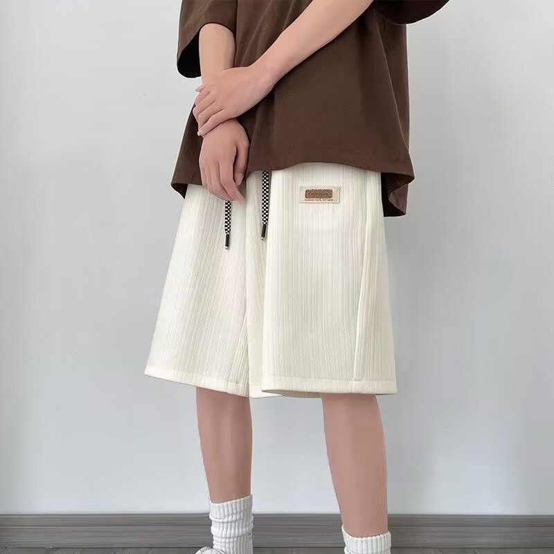 Férfi nyári ice silk rövidnadrág, elasztikus derék, laza szabású, casual fazon