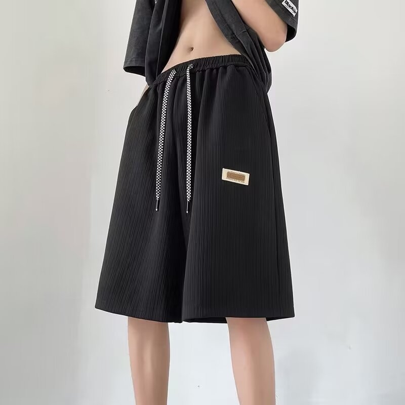 Férfi nyári ice silk rövidnadrág, elasztikus derék, laza szabású, casual fazon