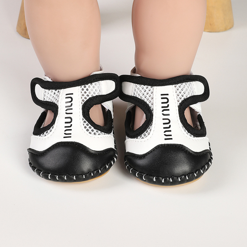 Letnje sandale za bebe i malu djecu, mrežasti prozračan gornji dio, mekana potplat, zatvoren prst, zaštita od udaranja, zatvaranje Velcro, unisex, uzrast 12–36 mjeseci