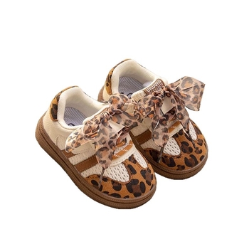 Tenisice za djevojčice s mekim potplatom, leopard uzorak, prozračni gornji dio od mrežice, Velcro kopčanje, niski kroj, za proljeće i jesen