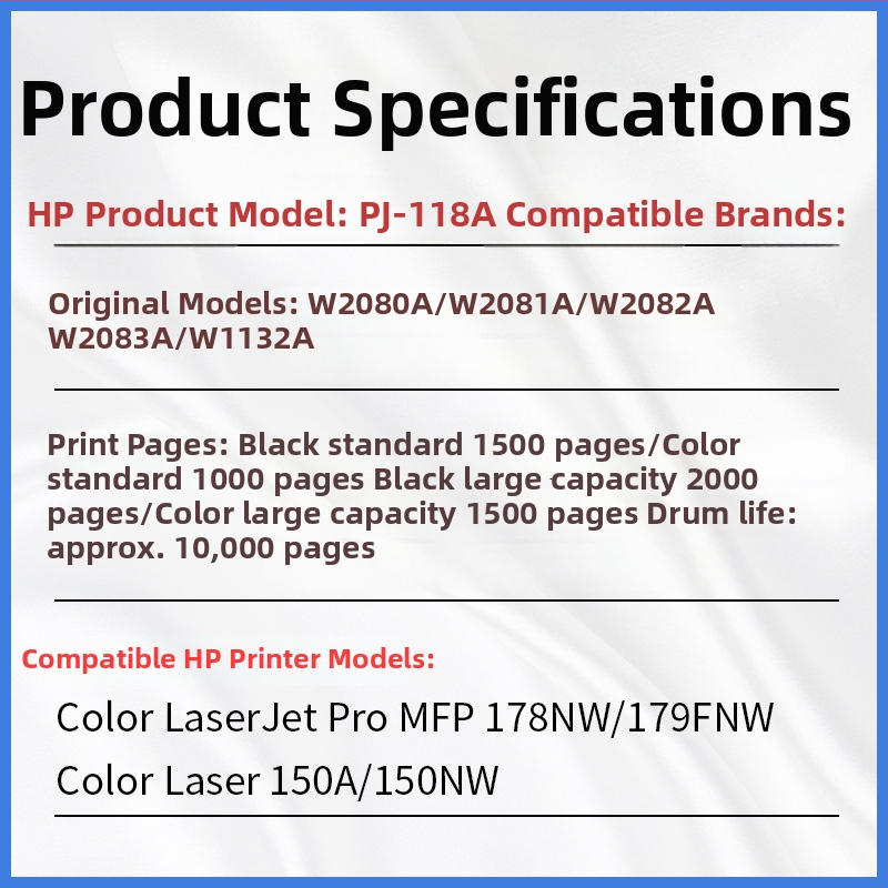 HP 118A čierna tonerová kazeta; W2080A-W2083A valcová jednotka; Kompatibilné s HP Color LaserJet 178nw/179fnw