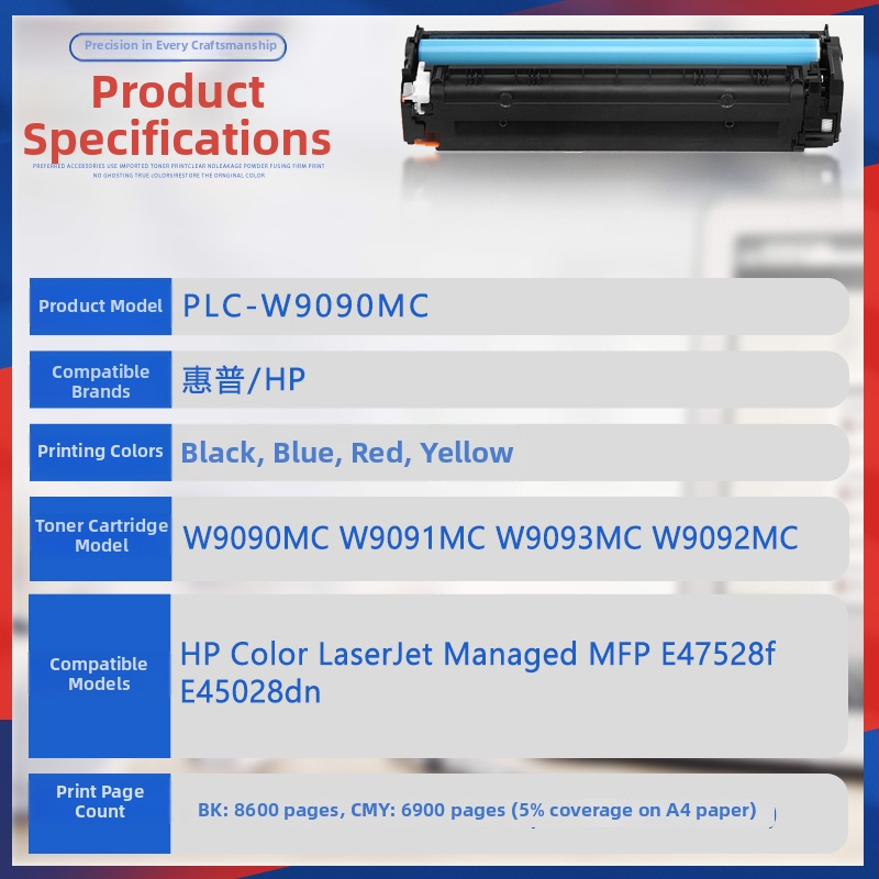Tonerkazeta W9090MC pre HP Color LaserJet E45028DN a E47528F, s tonerným čipom